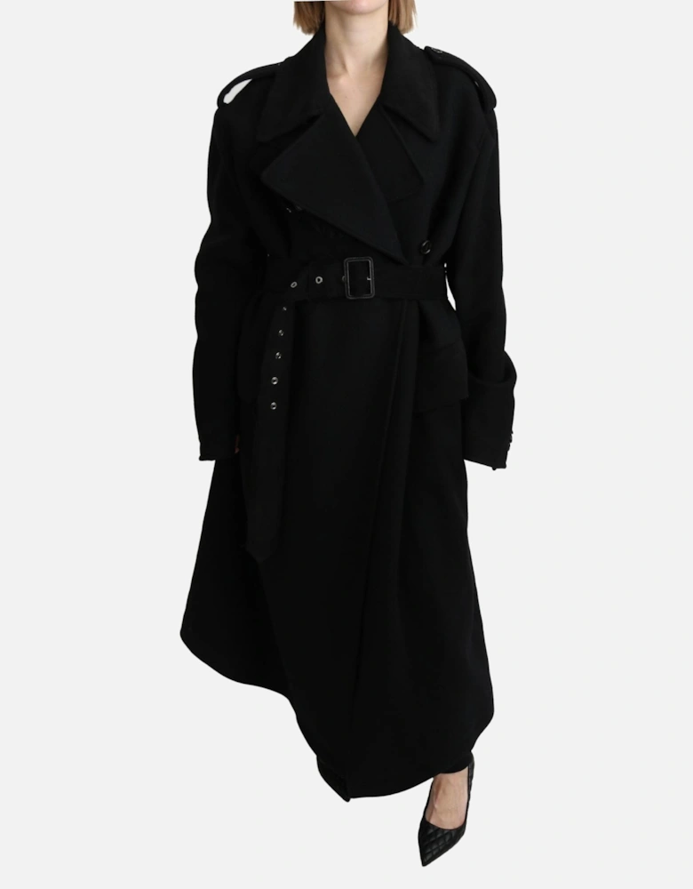 Dolce Gabbana Belted Wool Coat Black Women Jackets