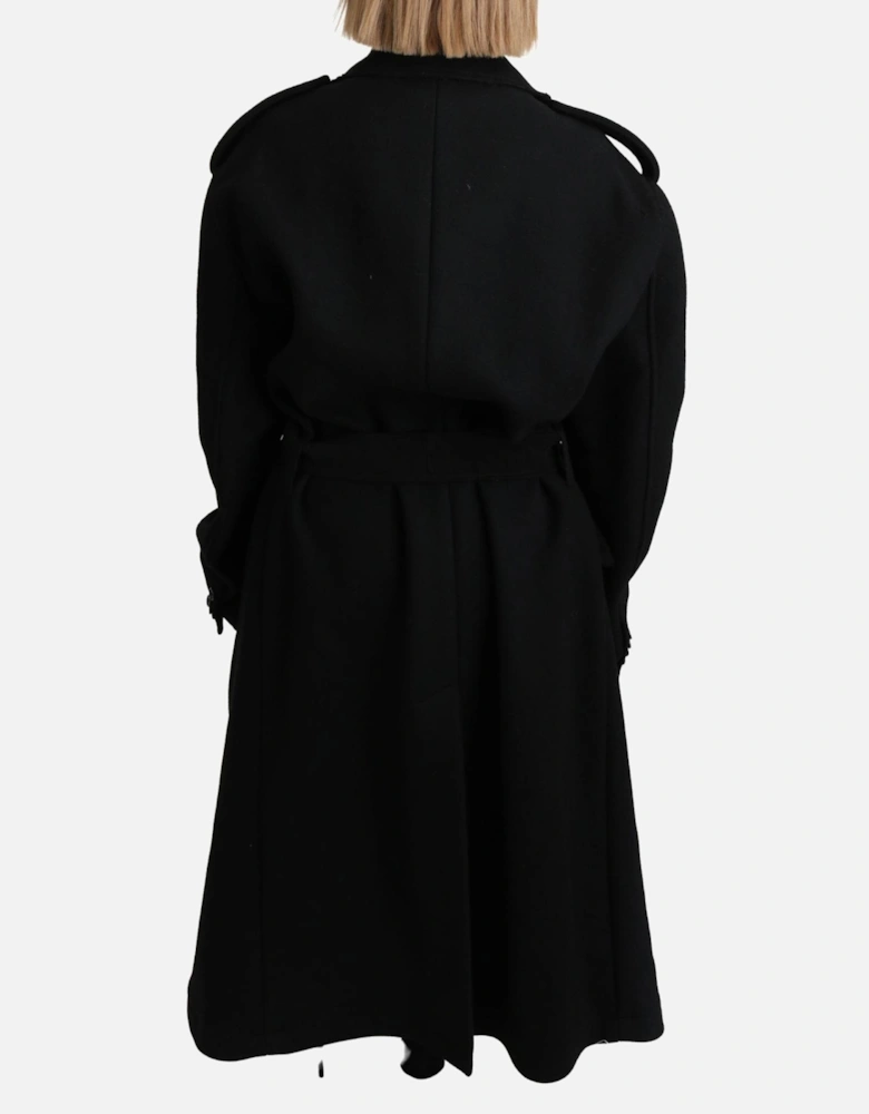 Dolce Gabbana Belted Wool Coat Black Women Jackets