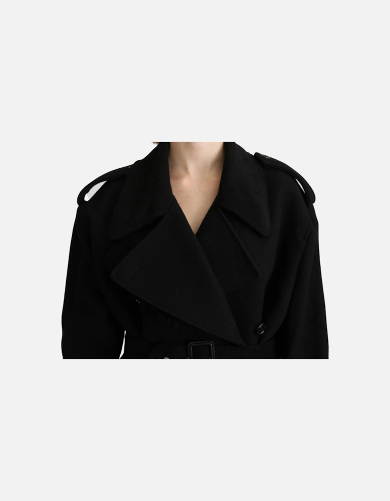 Dolce Gabbana Belted Wool Coat Black Women Jackets