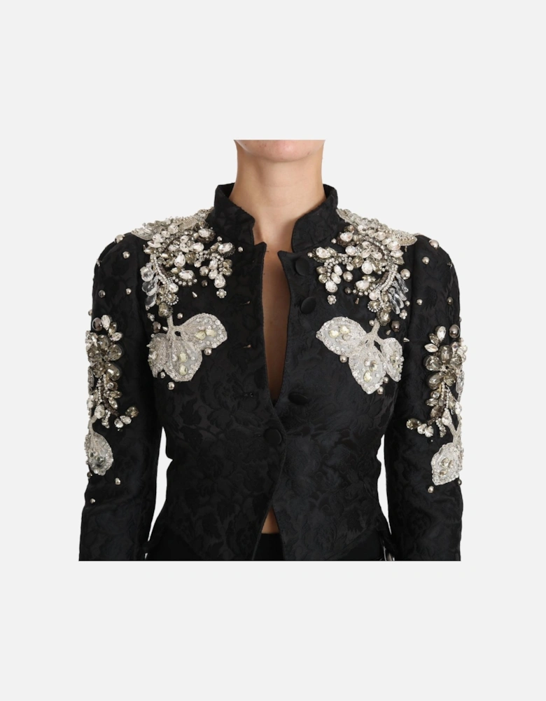 Embellished Brocade Jacket Black Women Jackets