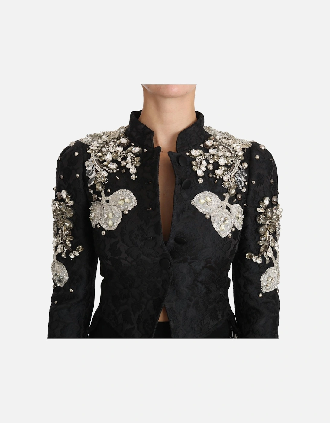 Embellished Brocade Jacket Black Women Jackets