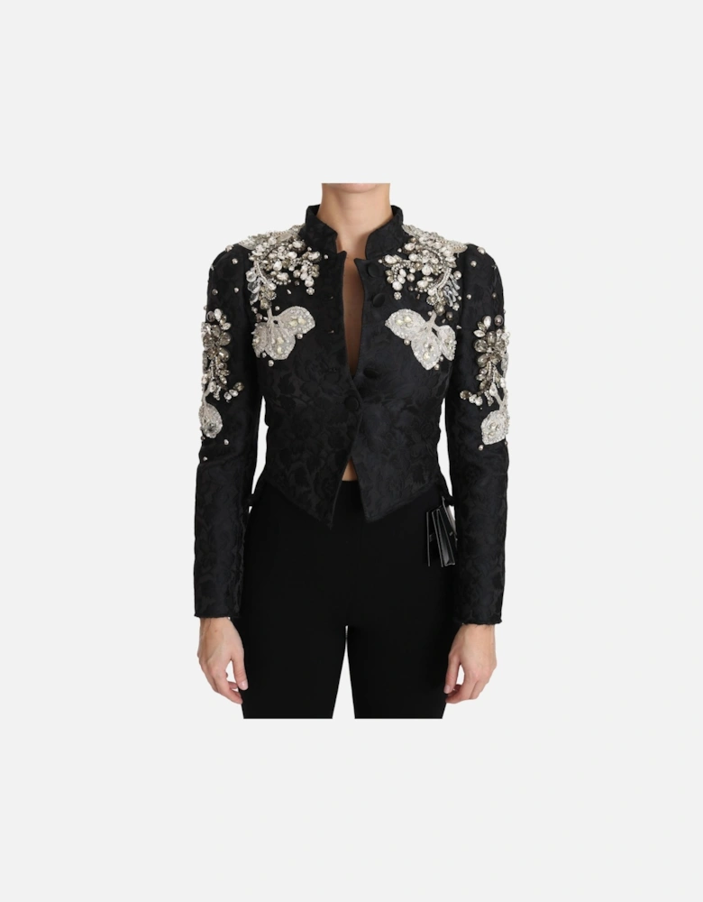 Embellished Brocade Jacket Black Women Jackets