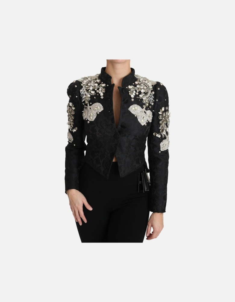 Embellished Brocade Jacket Black Women Jackets