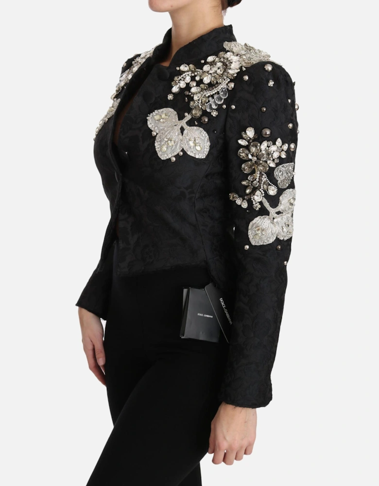 Embellished Brocade Jacket Black Women Jackets