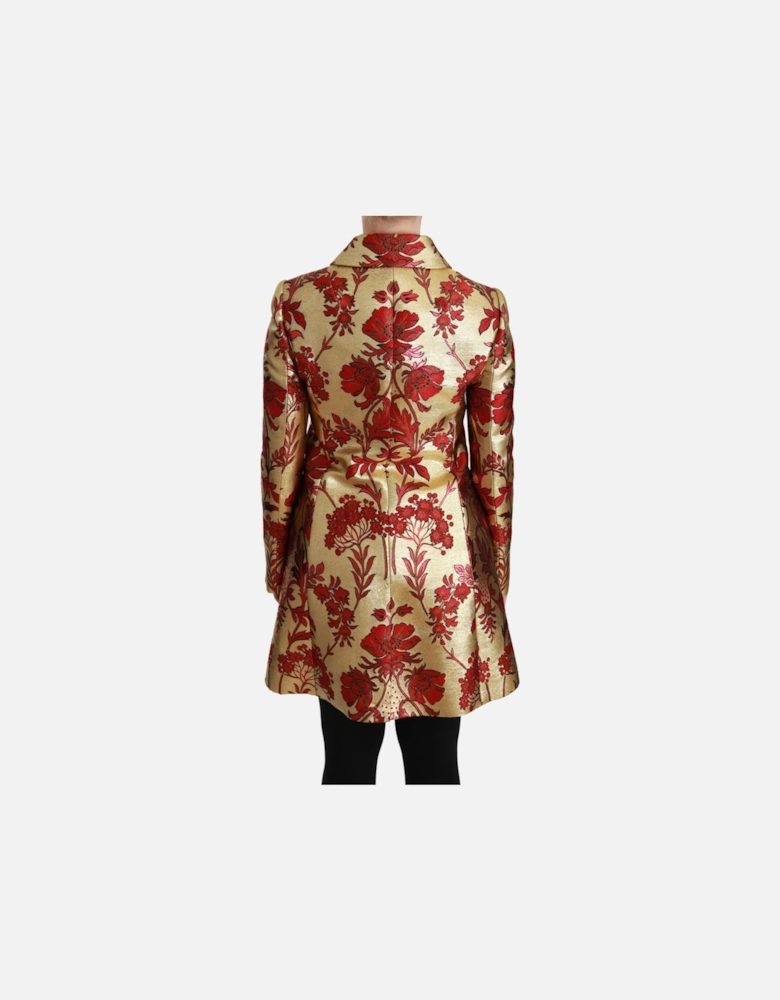 Floral Brocade Coat Red Gold Women Jackets