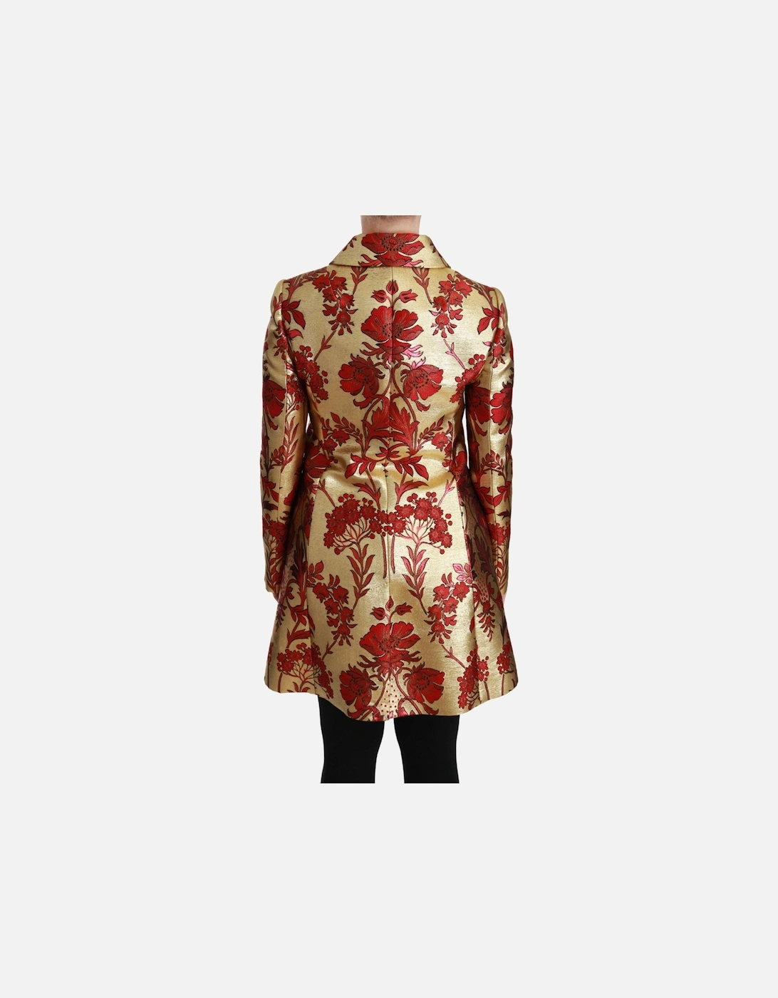 Floral Brocade Coat Red Gold Women Jackets