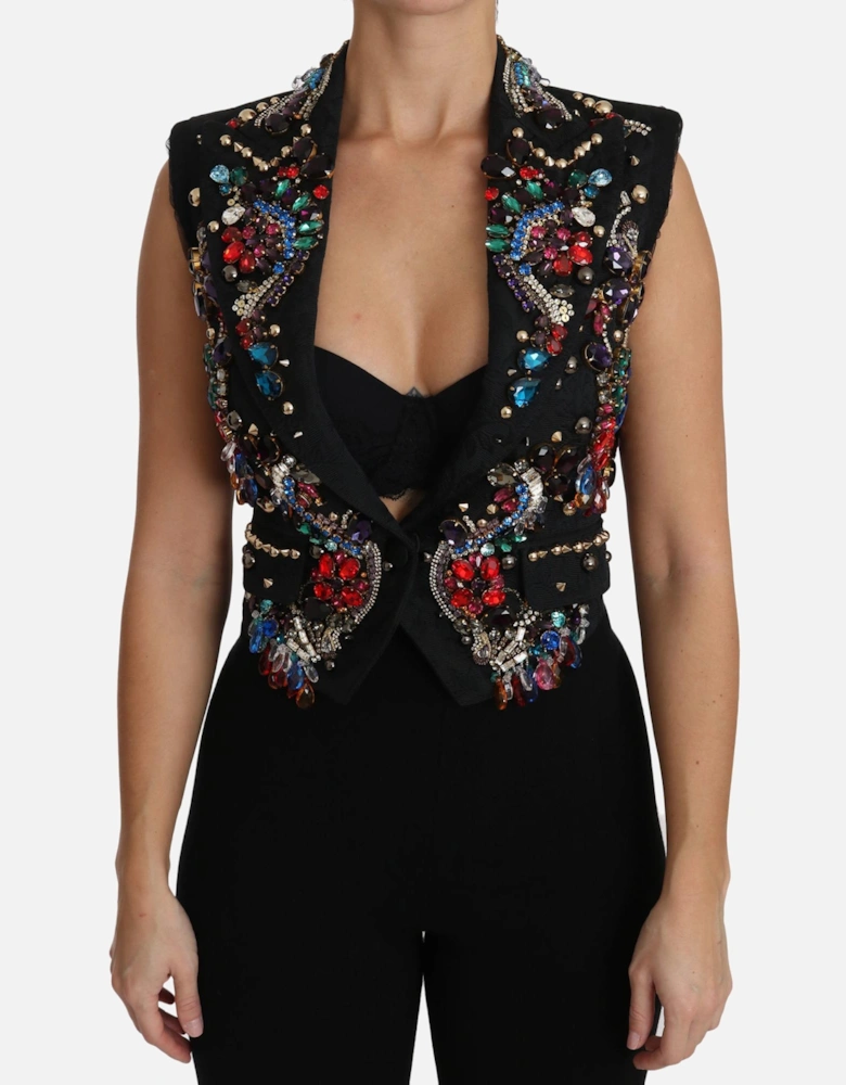 Embellished Crystal Vest Women - Black