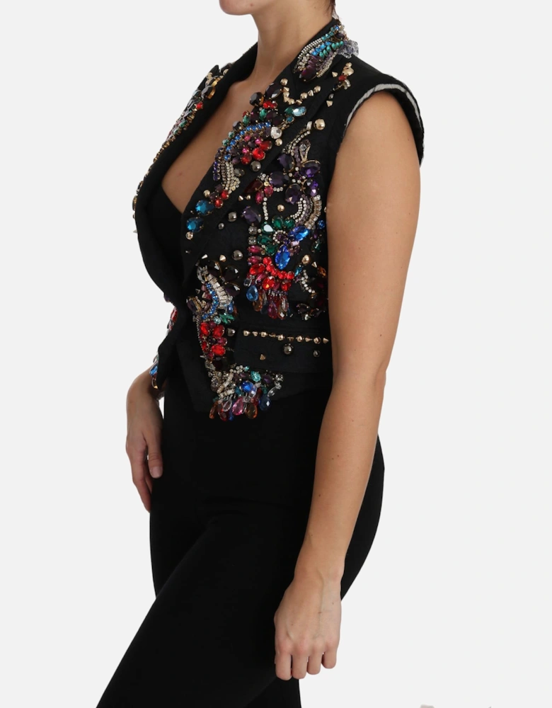 Embellished Crystal Vest Women - Black