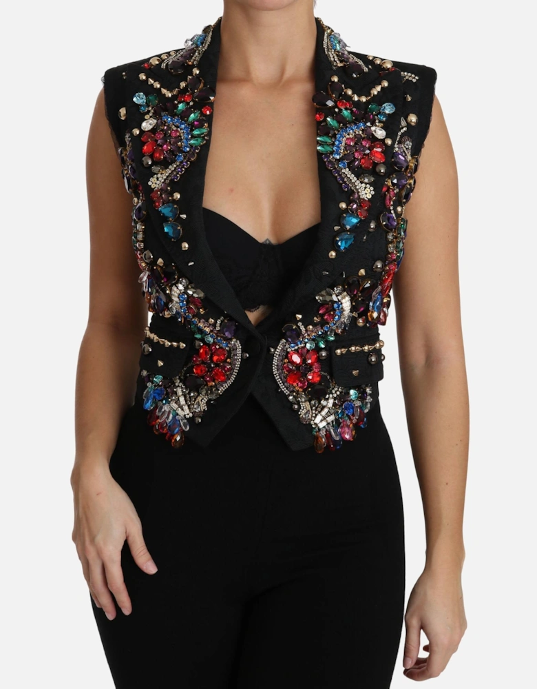 Embellished Crystal Vest Women - Black
