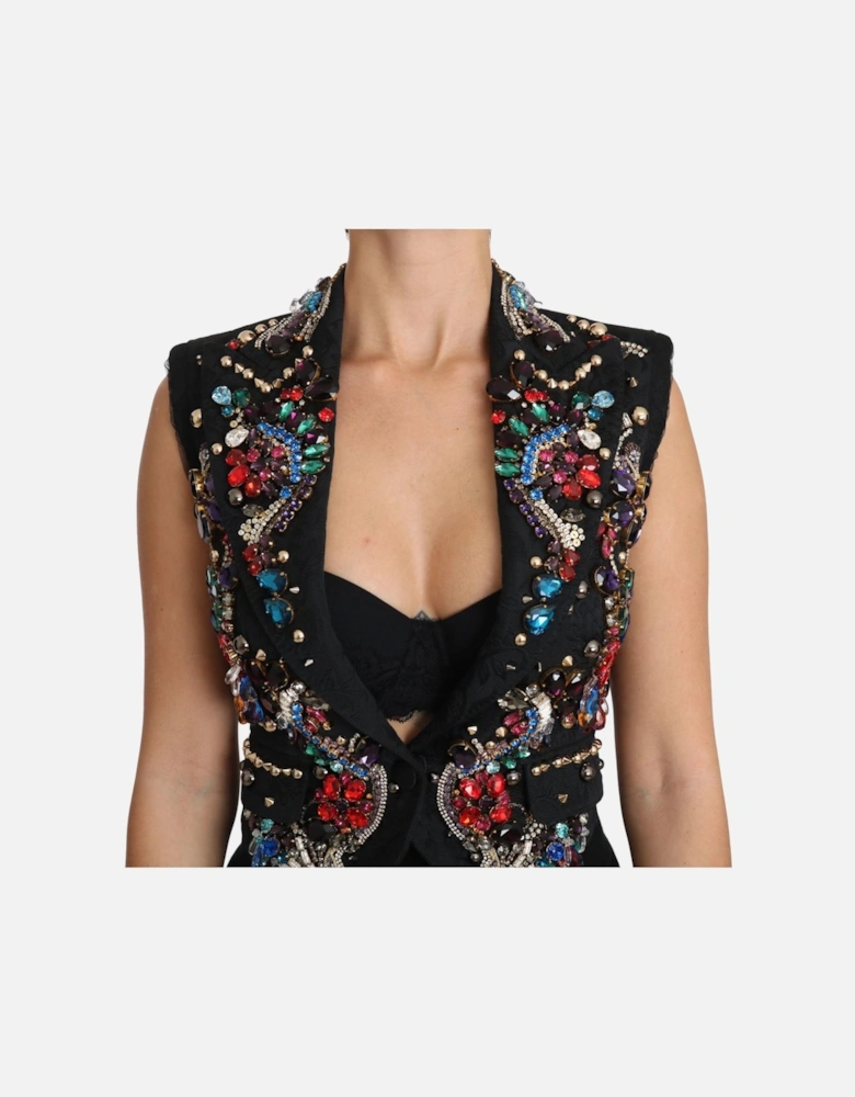 Embellished Crystal Vest Women - Black