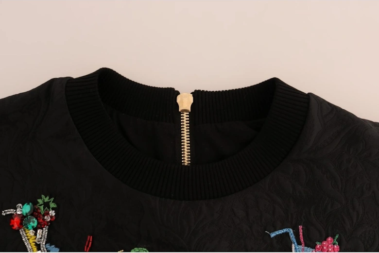 Cocktail Pullover Embroidered Sweater Women - Black