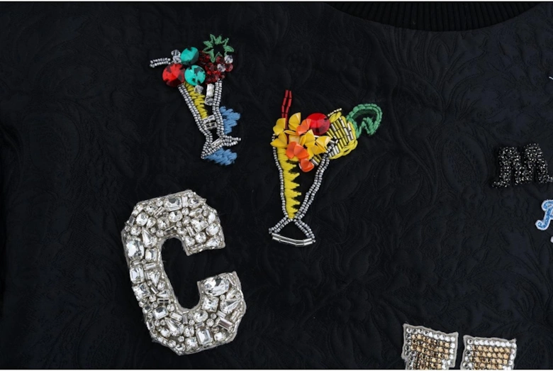 Cocktail Pullover Embroidered Sweater Women - Black