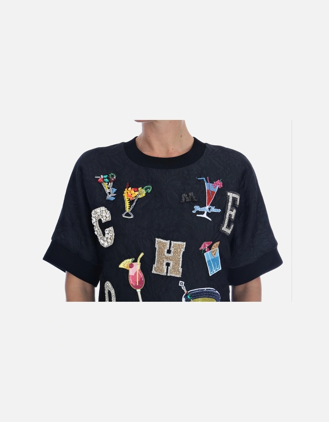 Cocktail Pullover Embroidered Sweater Women - Black