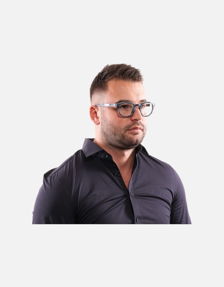 Blue Plastic Frame Unisex Sunglasses with Spring Hinge