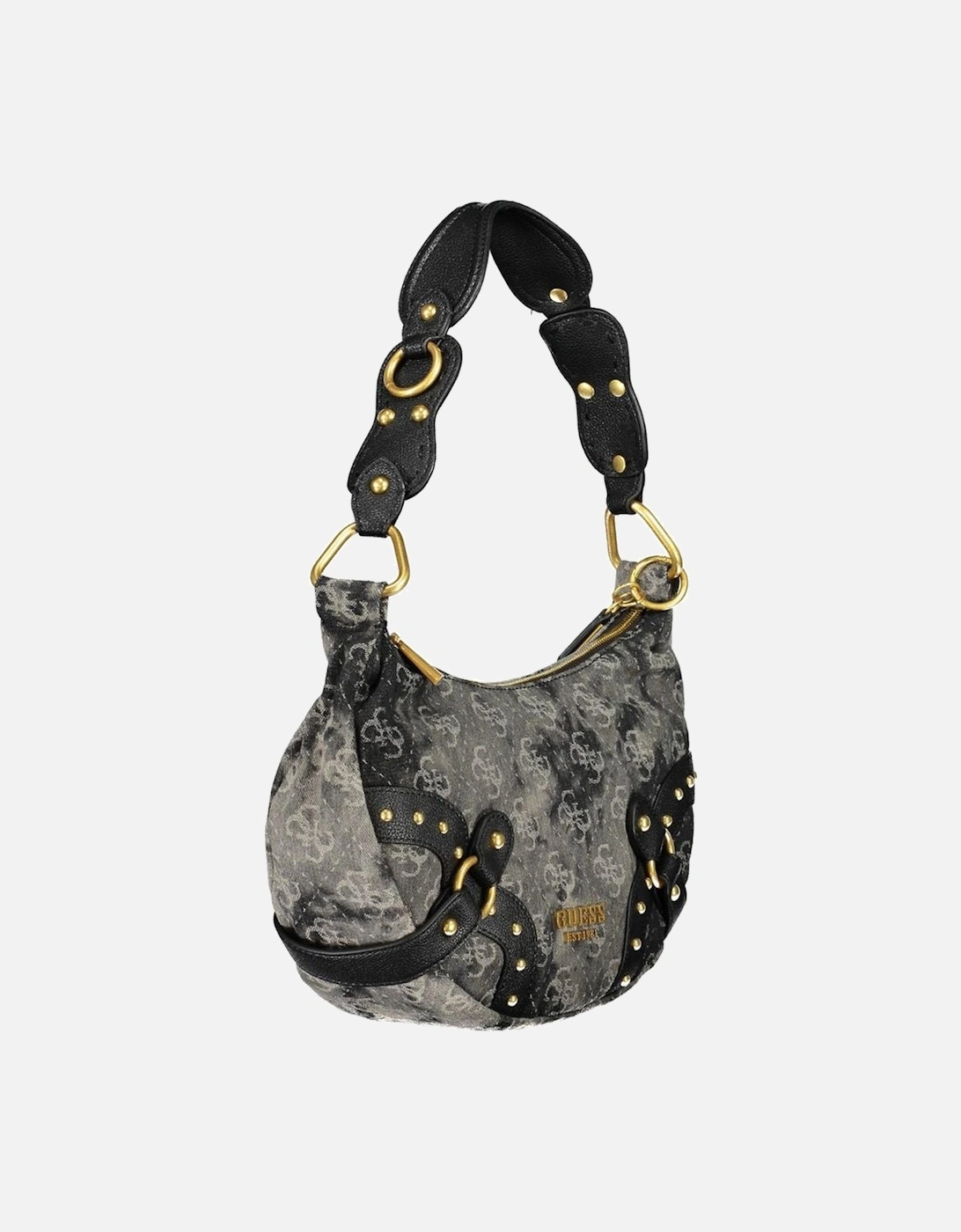 Grey and Black Polyester Handbag Women