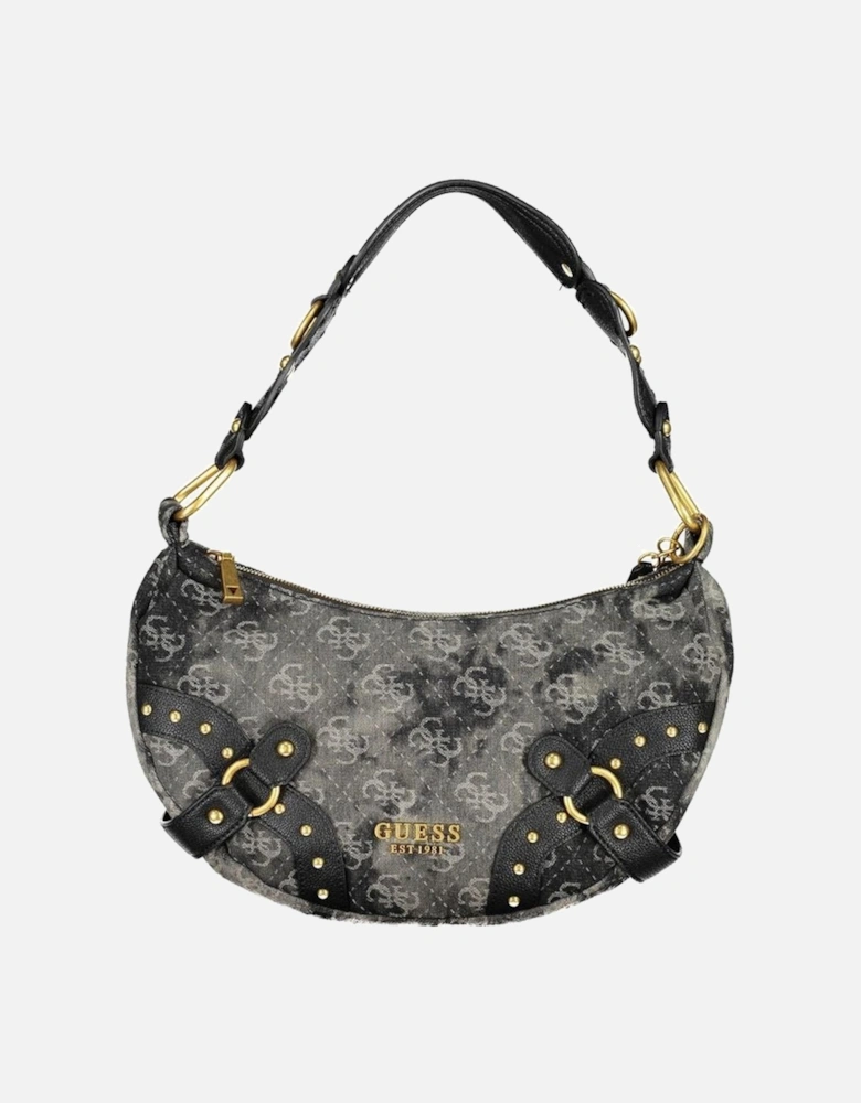 Grey and Black Polyester Handbag Women