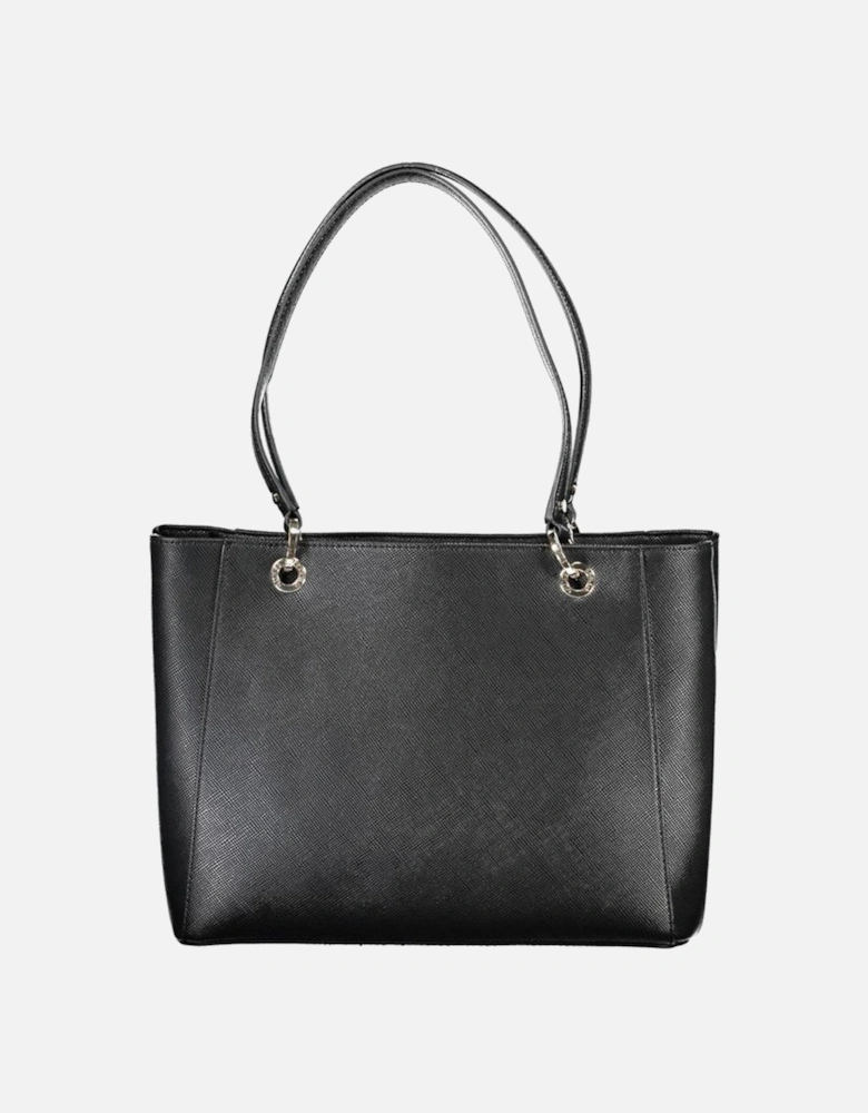 Contrasting detail shoulder bag with multiple compartments and pockets