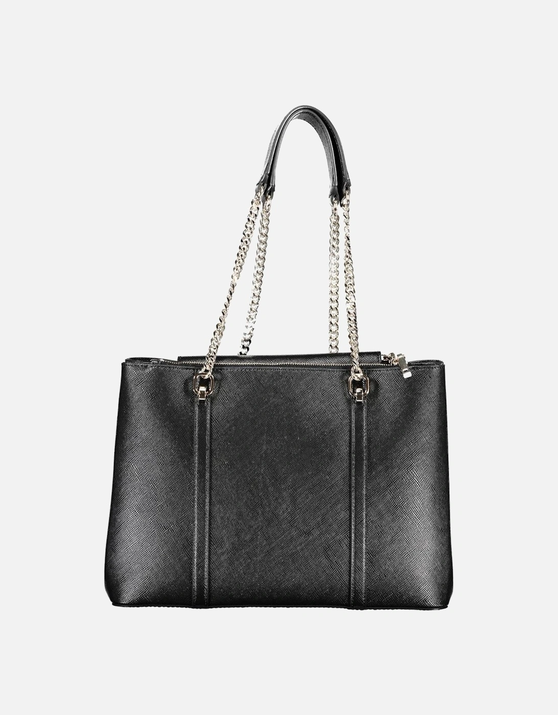 Contrasting Detail Snap Closure Bag with Two Compartments and Pockets
