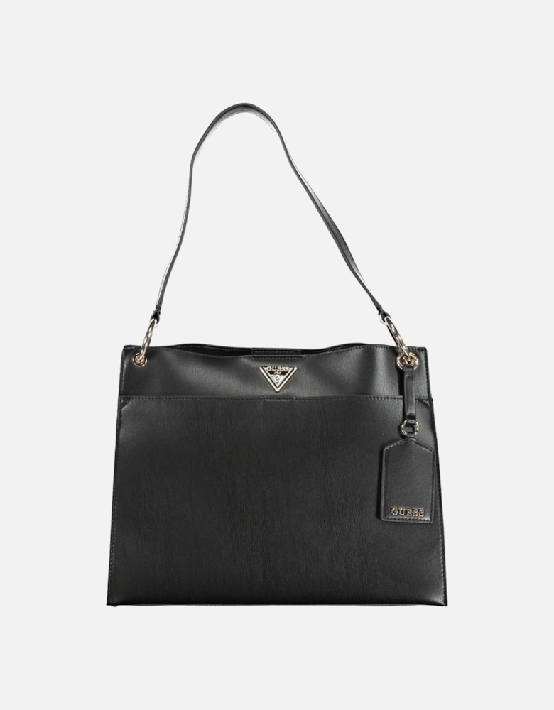 Sleek Shoulder Bag with External Pockets and Iconic Logo Women - Black