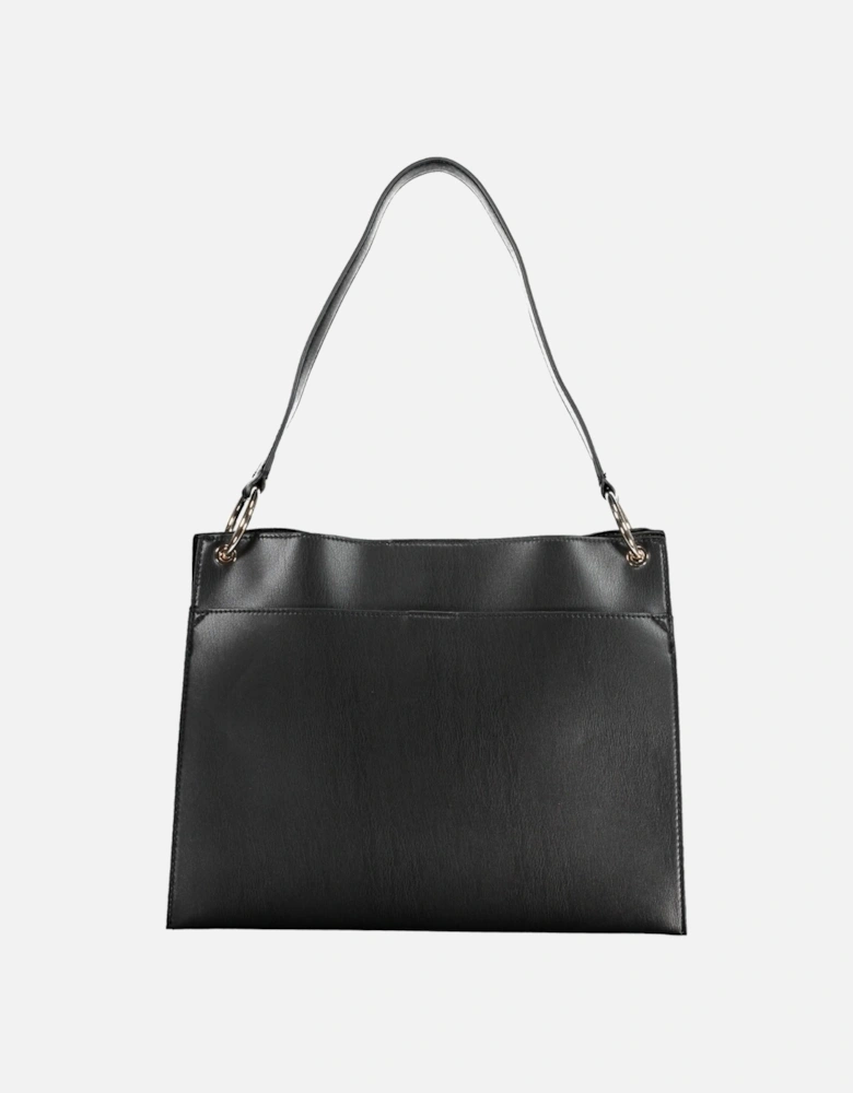 Sleek Shoulder Bag with External Pockets and Iconic Logo Women - Black