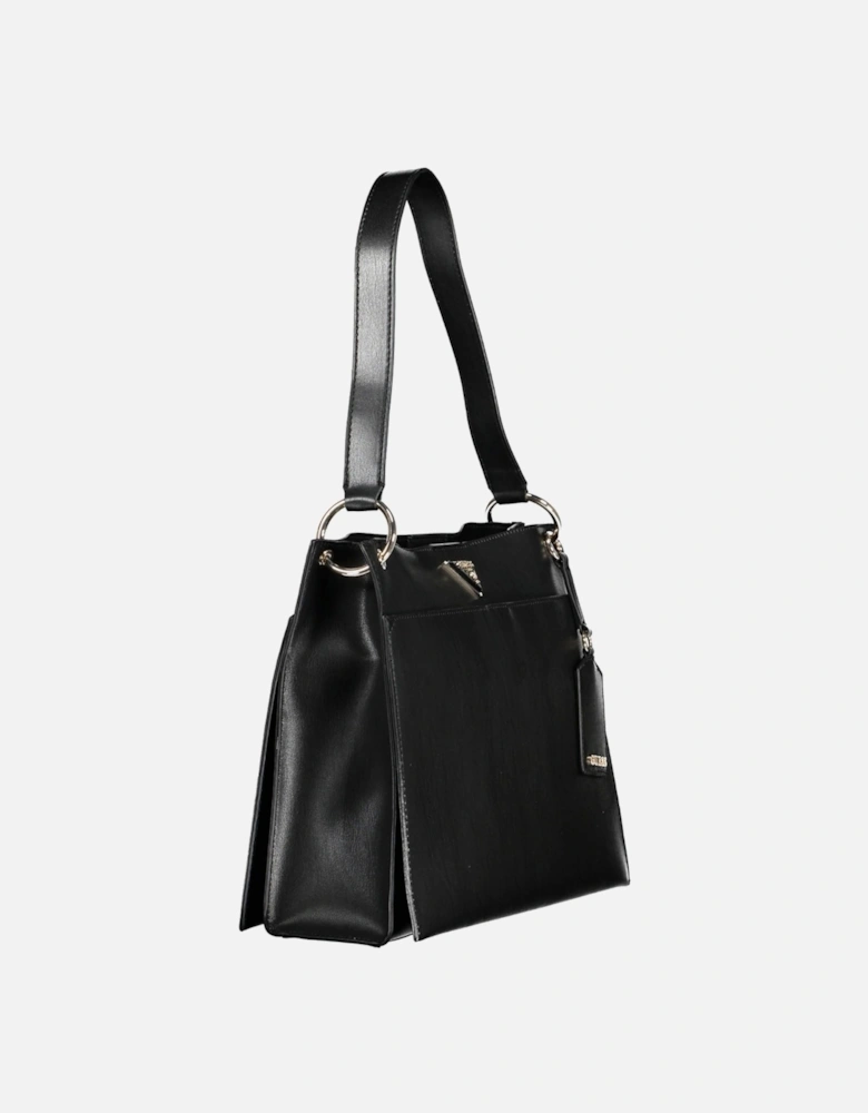 Sleek Shoulder Bag with External Pockets and Iconic Logo Women - Black