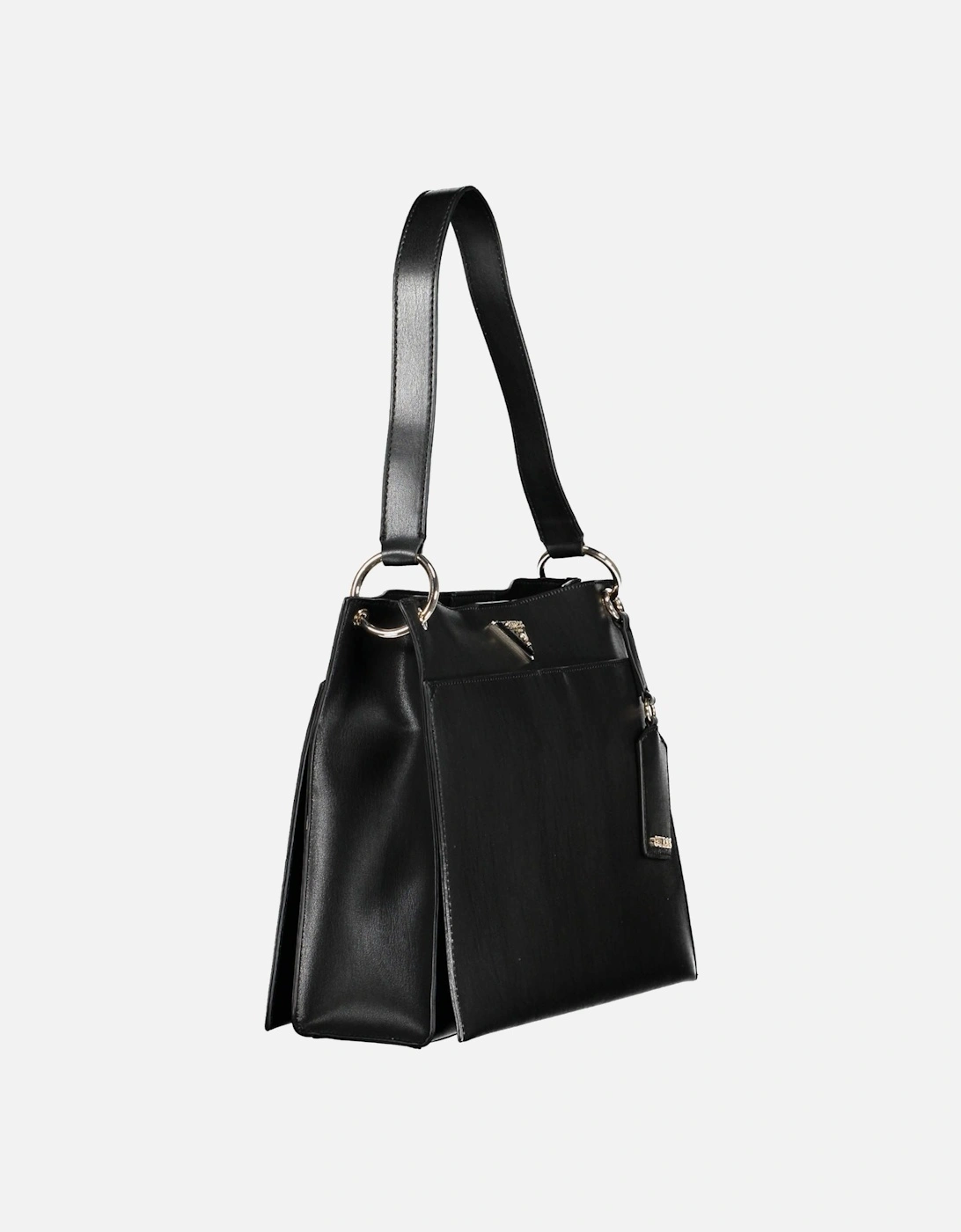 Sleek Shoulder Bag with External Pockets and Iconic Logo Women - Black