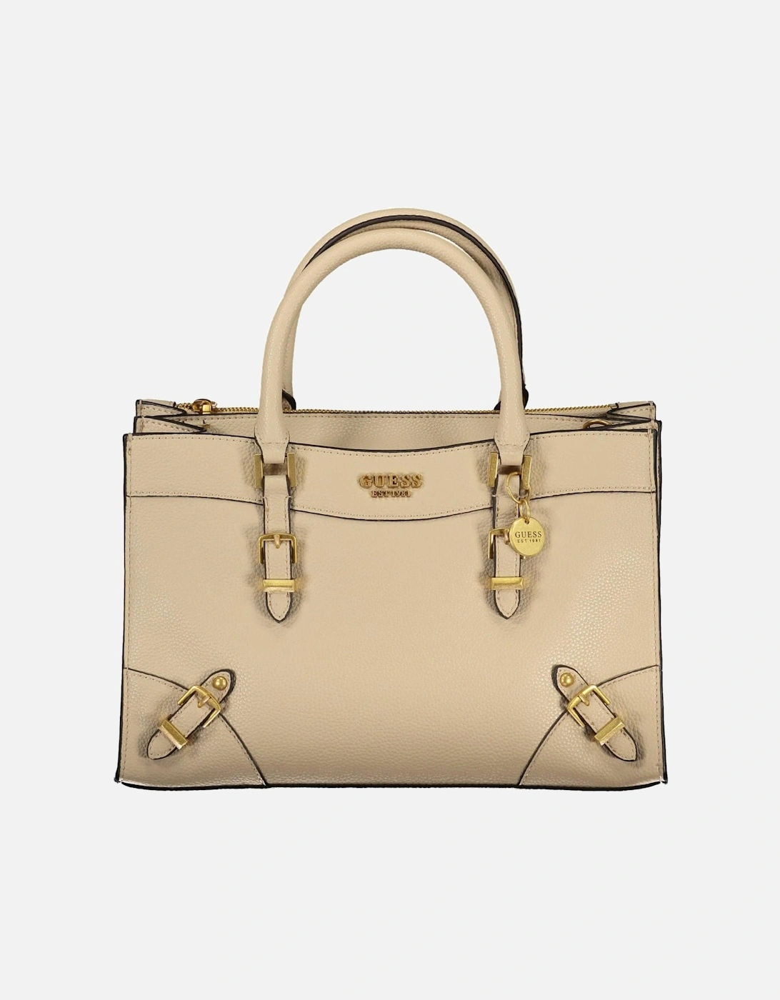 Beige Multi-Compartment Handbag with Removable Strap and Contrasting, 4 of 3