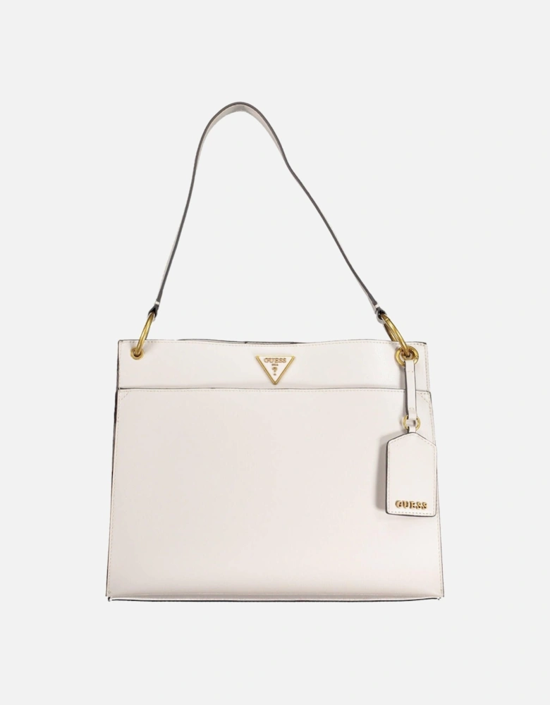 Gray Shoulder Bag with Contrasting Details and Logo Women Handbags