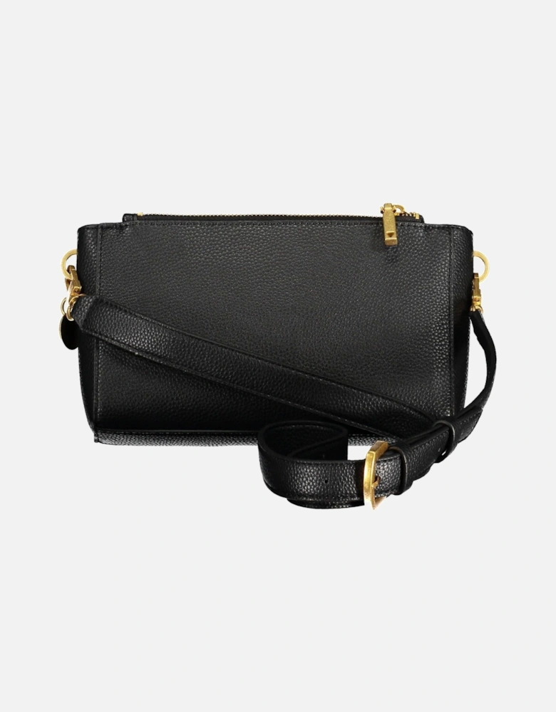 Versatile Black Handbag with Adjustable Shoulder Straps and Multiple