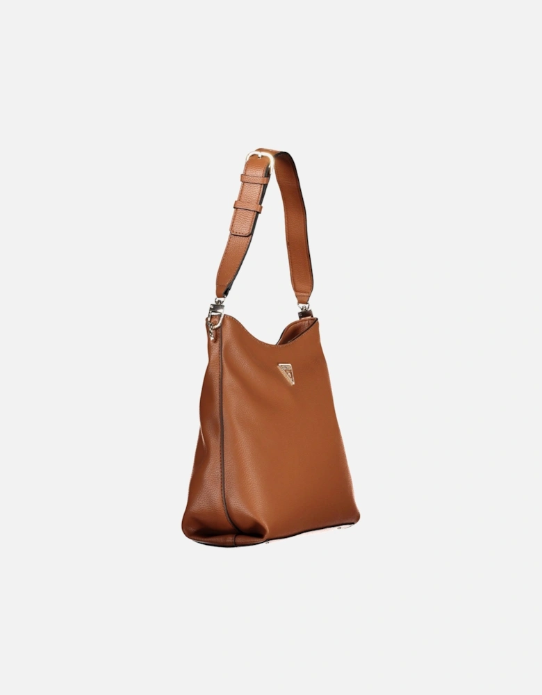 Sophisticated Brown Shoulder Bag with Adjustable Strap and Iconic Logo