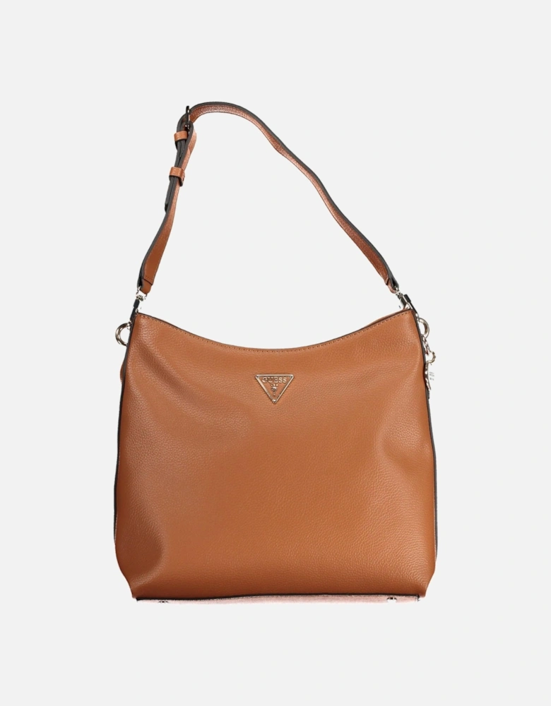 Sophisticated Brown Shoulder Bag with Adjustable Strap and Iconic Logo