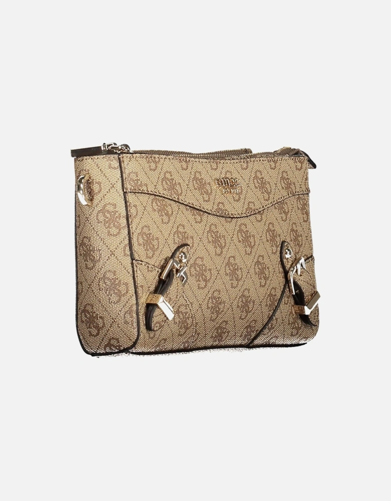 Chic Beige Shoulder Bag with Adjustable Straps and Practical Pockets.