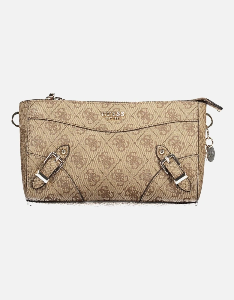 Chic Beige Shoulder Bag with Adjustable Straps and Practical Pockets.