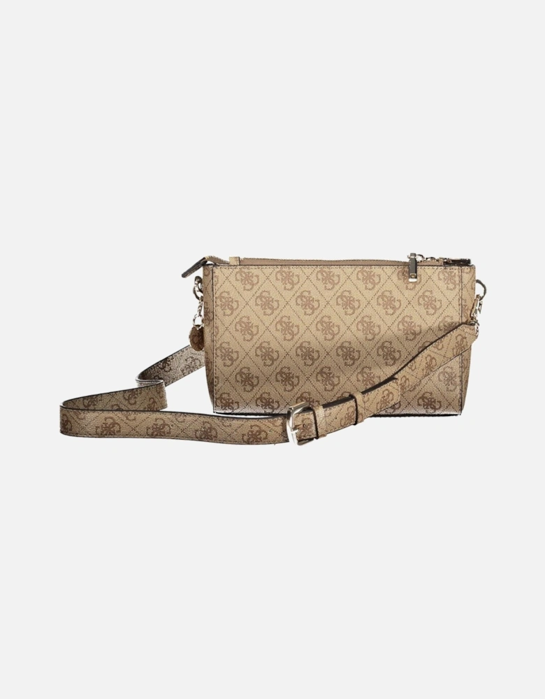 Chic Beige Shoulder Bag with Adjustable Straps and Practical Pockets.