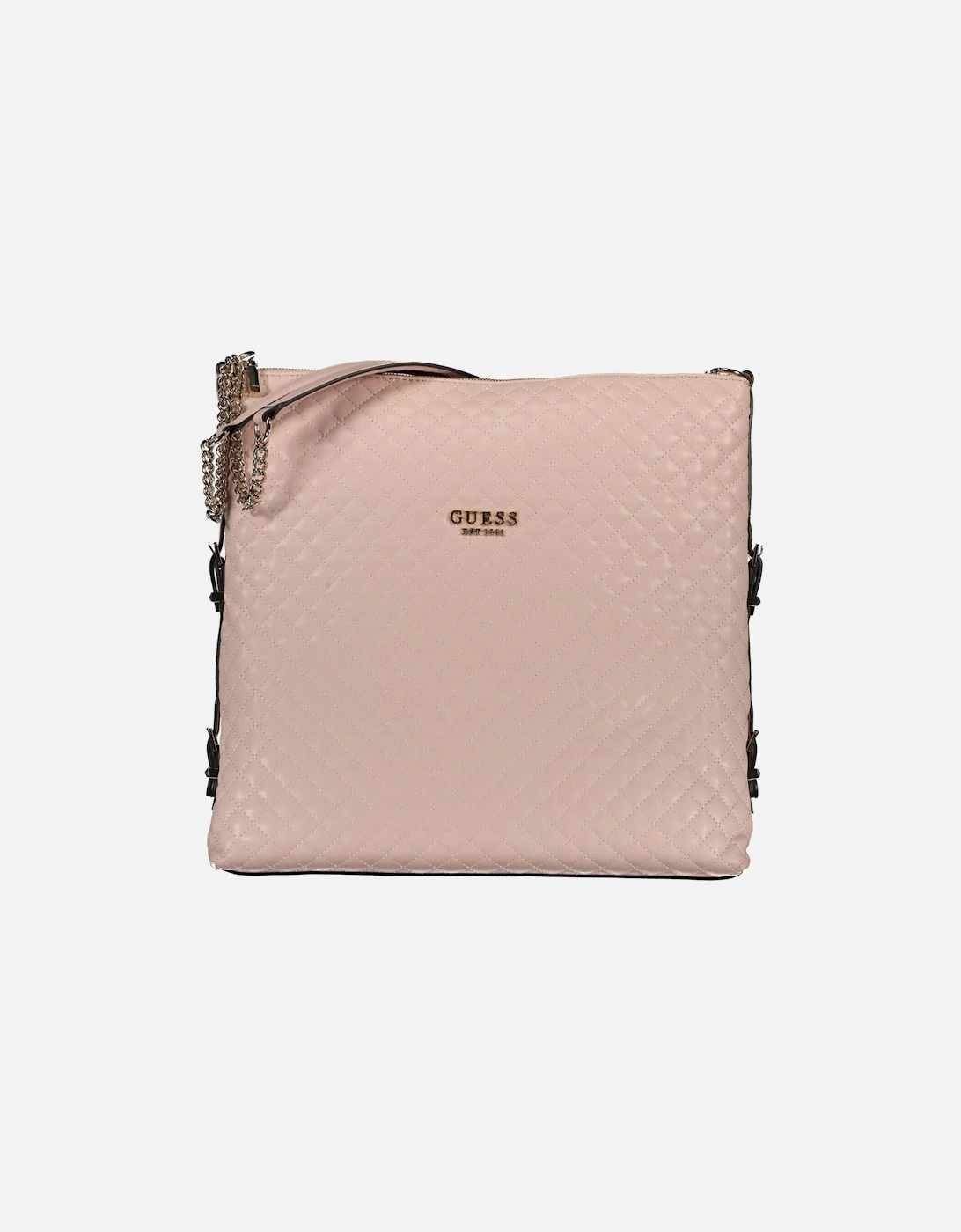 Pink Chain-Handle Shoulder Bag with External Pocket and Zip Closure., 4 of 3