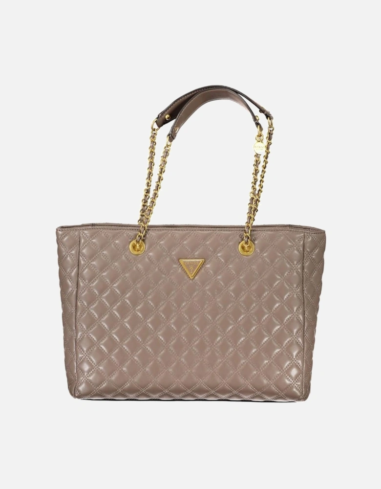 Contrasting Detail Shoulder Bag with Multiple Pockets and Zip Closure