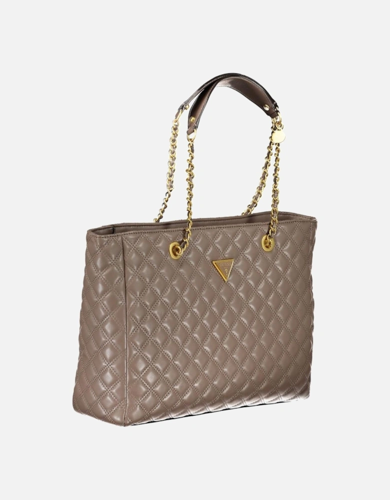 Contrasting Detail Shoulder Bag with Multiple Pockets and Zip Closure