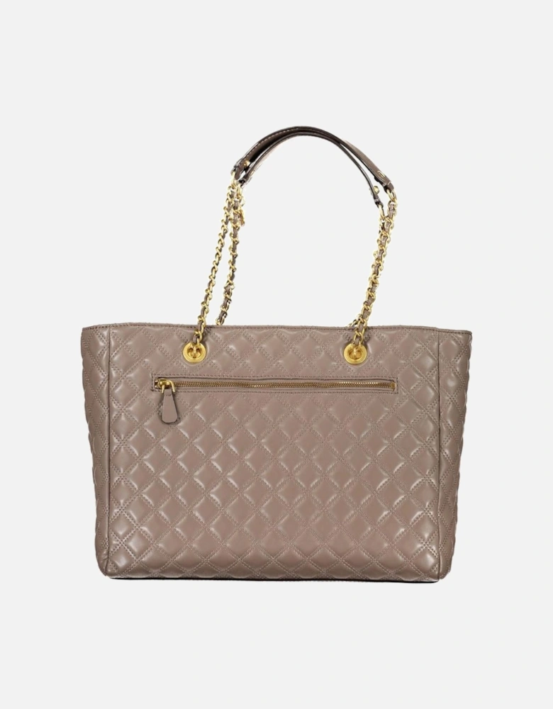 Contrasting Detail Shoulder Bag with Multiple Pockets and Zip Closure