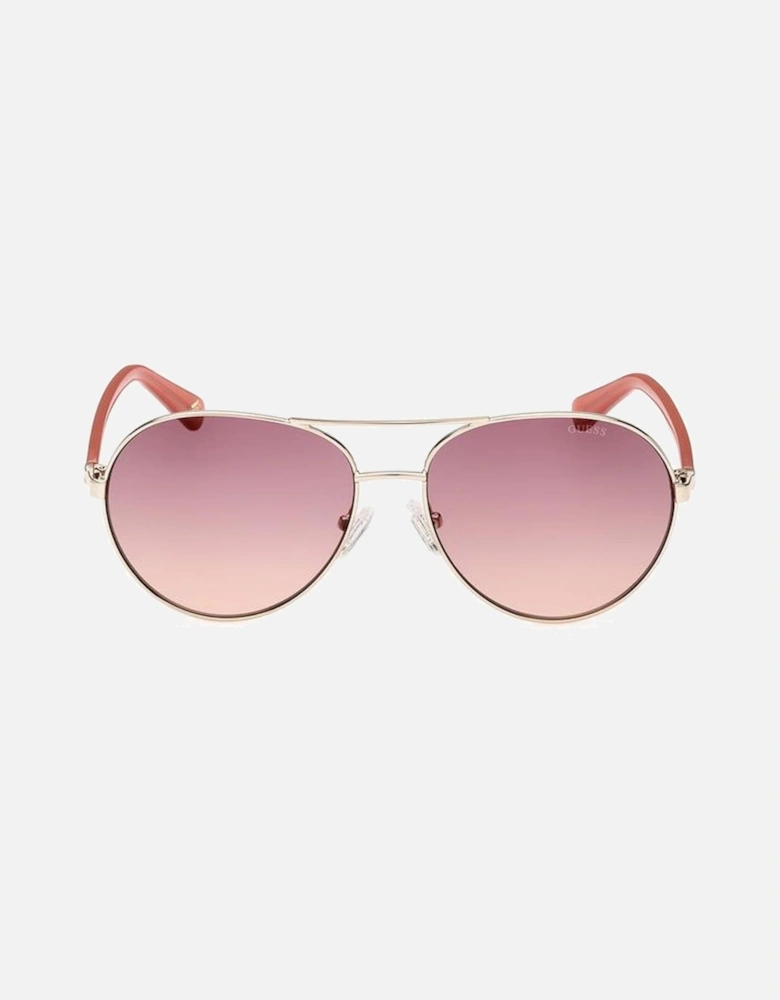 Metal Frame Sunglasses with Purple Lenses Unisex - Gold