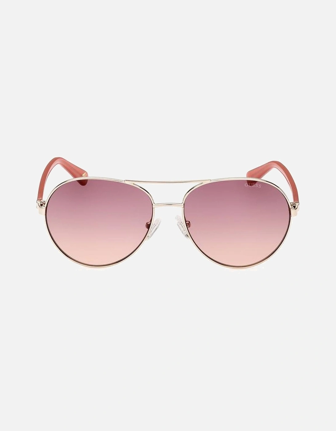 Metal Frame Sunglasses with Purple Lenses Unisex - Gold