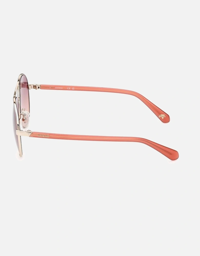 Metal Frame Sunglasses with Purple Lenses Unisex - Gold