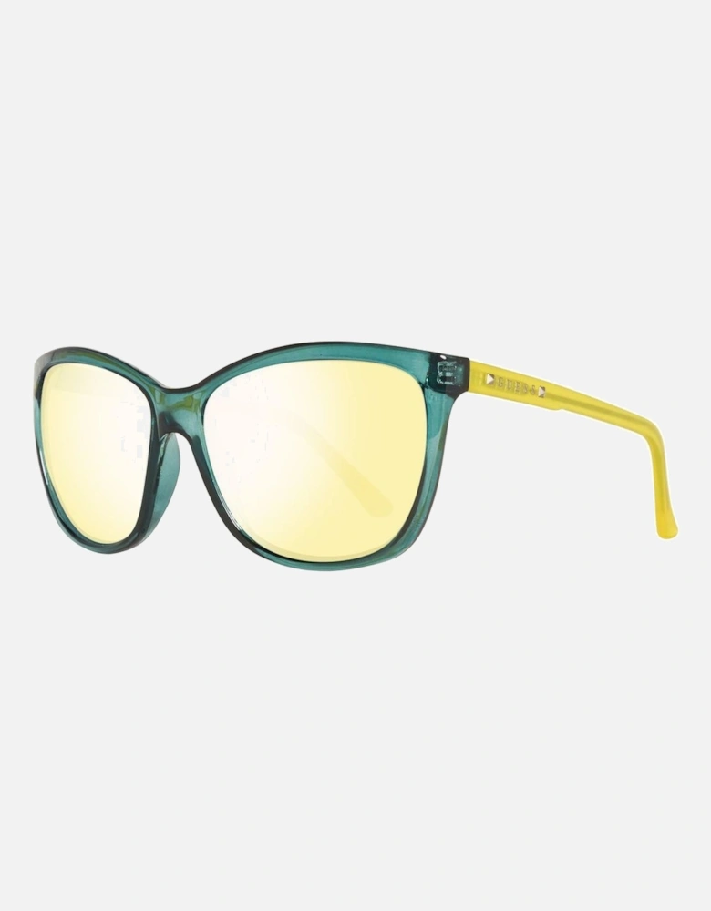 Butterfly Mirror Crystal Sunglasses Women - Green