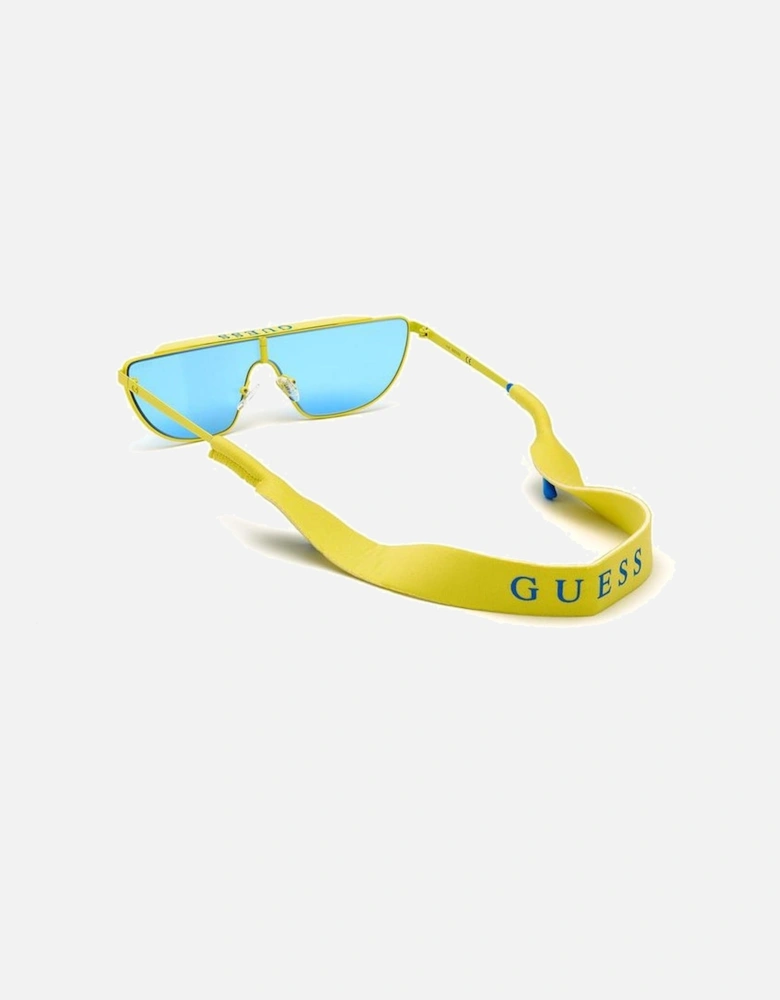 Metal Frame Sunglasses with Blue Lenses Women - Yellow