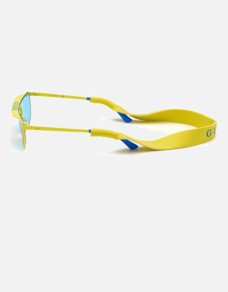 Metal Frame Sunglasses with Blue Lenses Women - Yellow