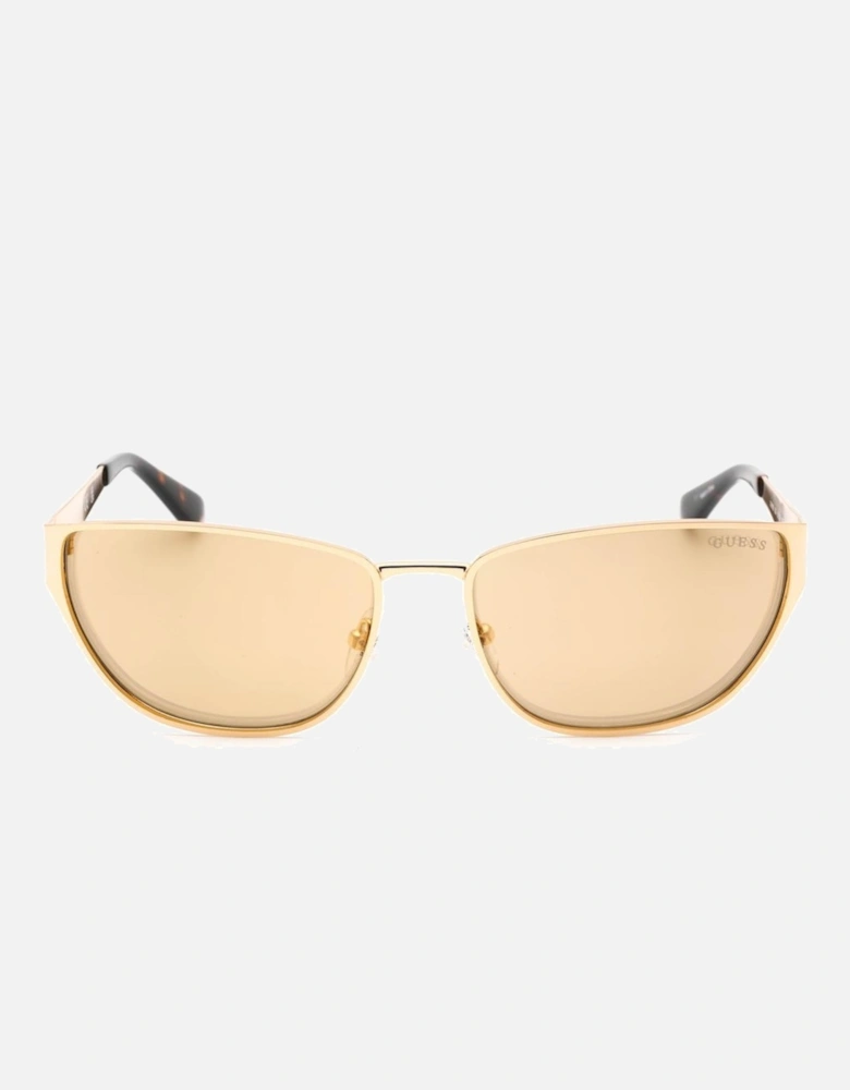 Metal Frame Mirror Sunglasses with UV Protection Women - Gold