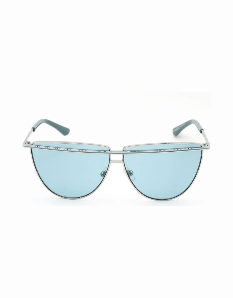 Metal Sunglasses with Blue Lenses Unisex - Gray