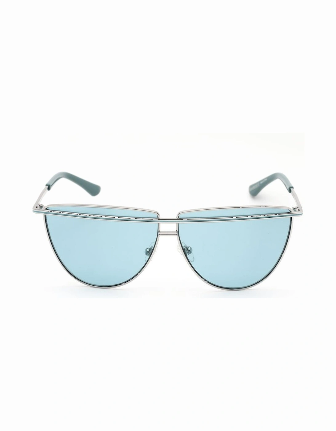 Metal Sunglasses with Blue Lenses Unisex - Gray