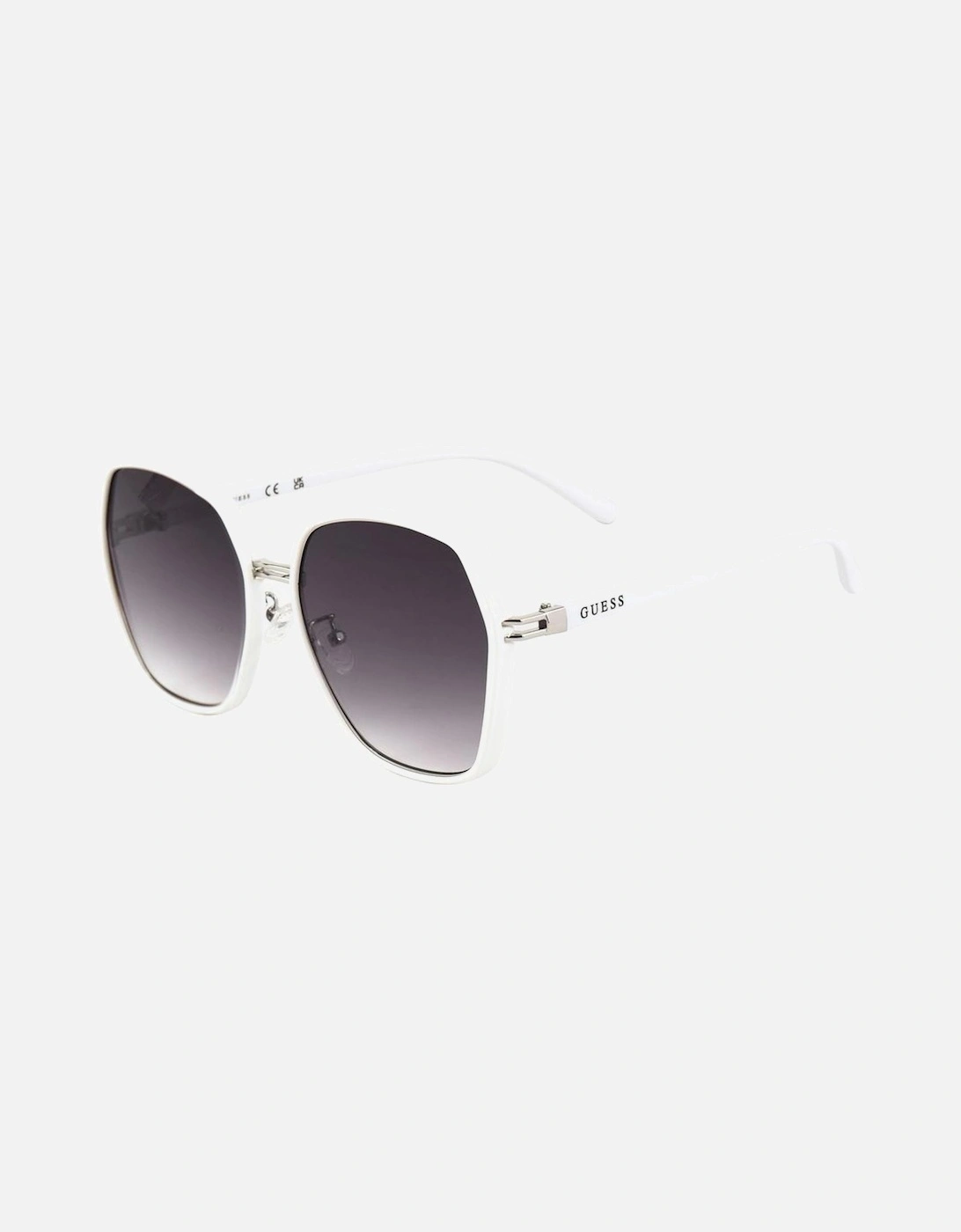 Metal Frame Sunglasses with Grey Gradient Lens Women - White, 3 of 2