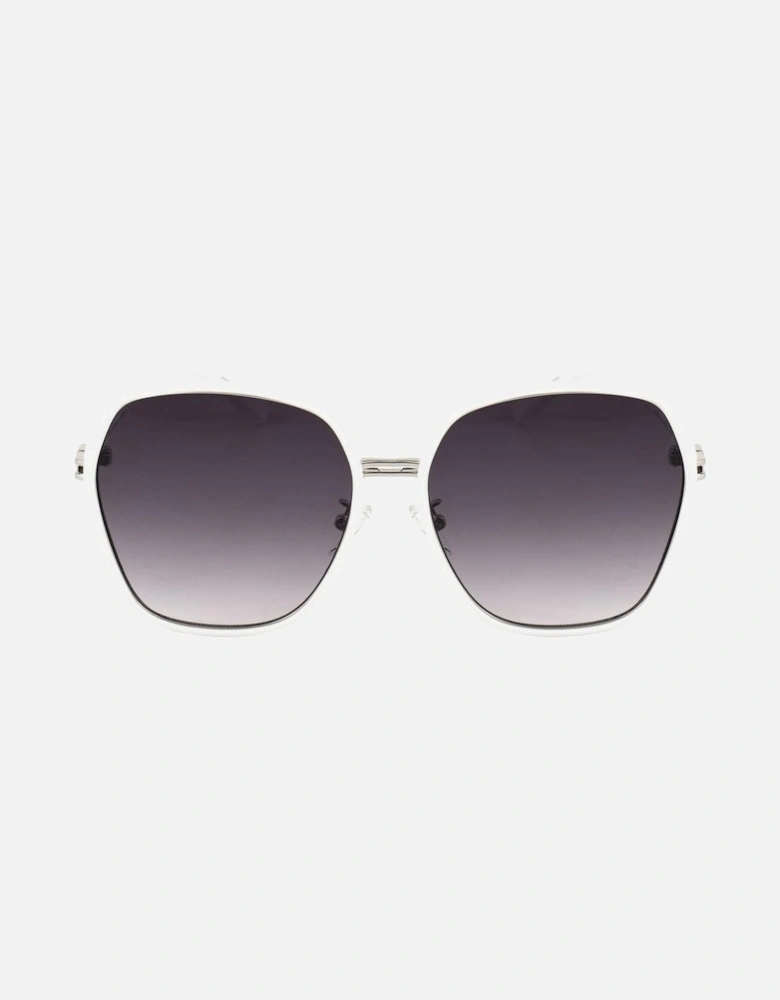 Metal Frame Sunglasses with Grey Gradient Lens Women - White