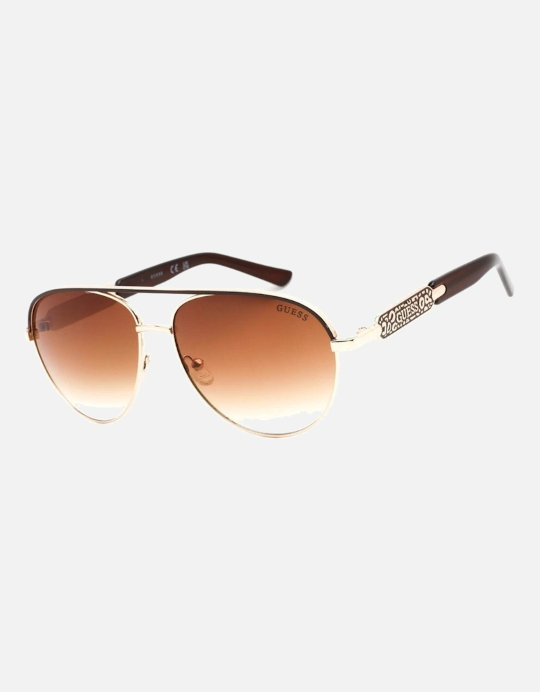 Metal Sunglasses with Brown Degraded Lenses Women - Gold